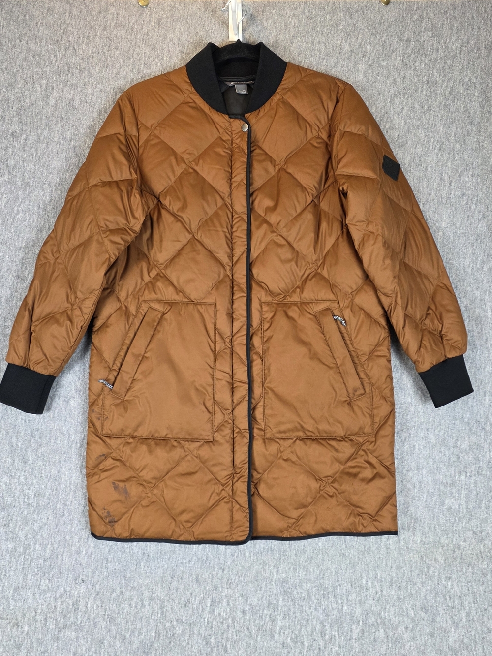 Eddie Bauer Shaw Long Down Puffer Jacket Cognac Women's PS